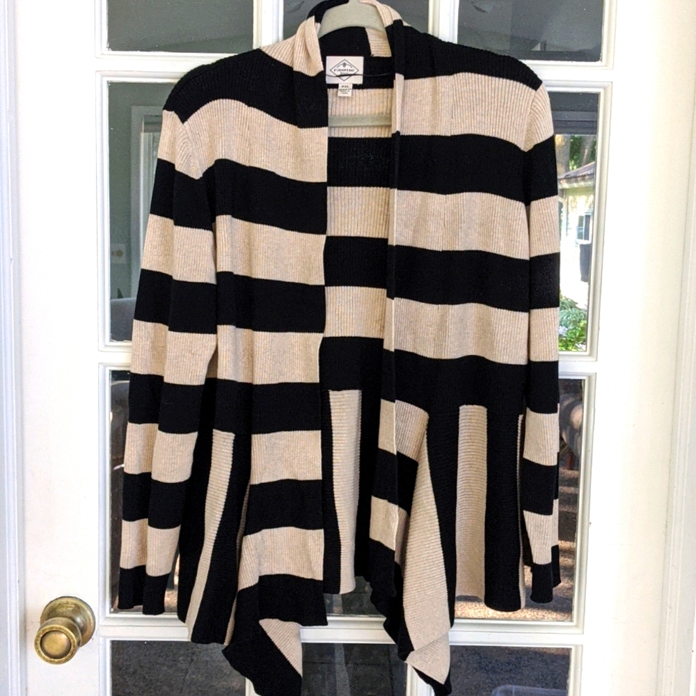 Women's Striped Open Cardigan Sweater PXL